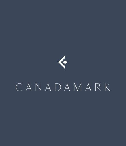 Logo Canadamark blå bakgrunn