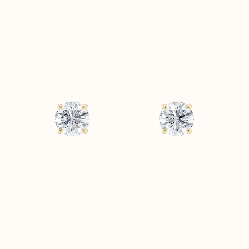 Diamantøredobber Sevendal enstens diamanter 0.60 Carat gult gull front
