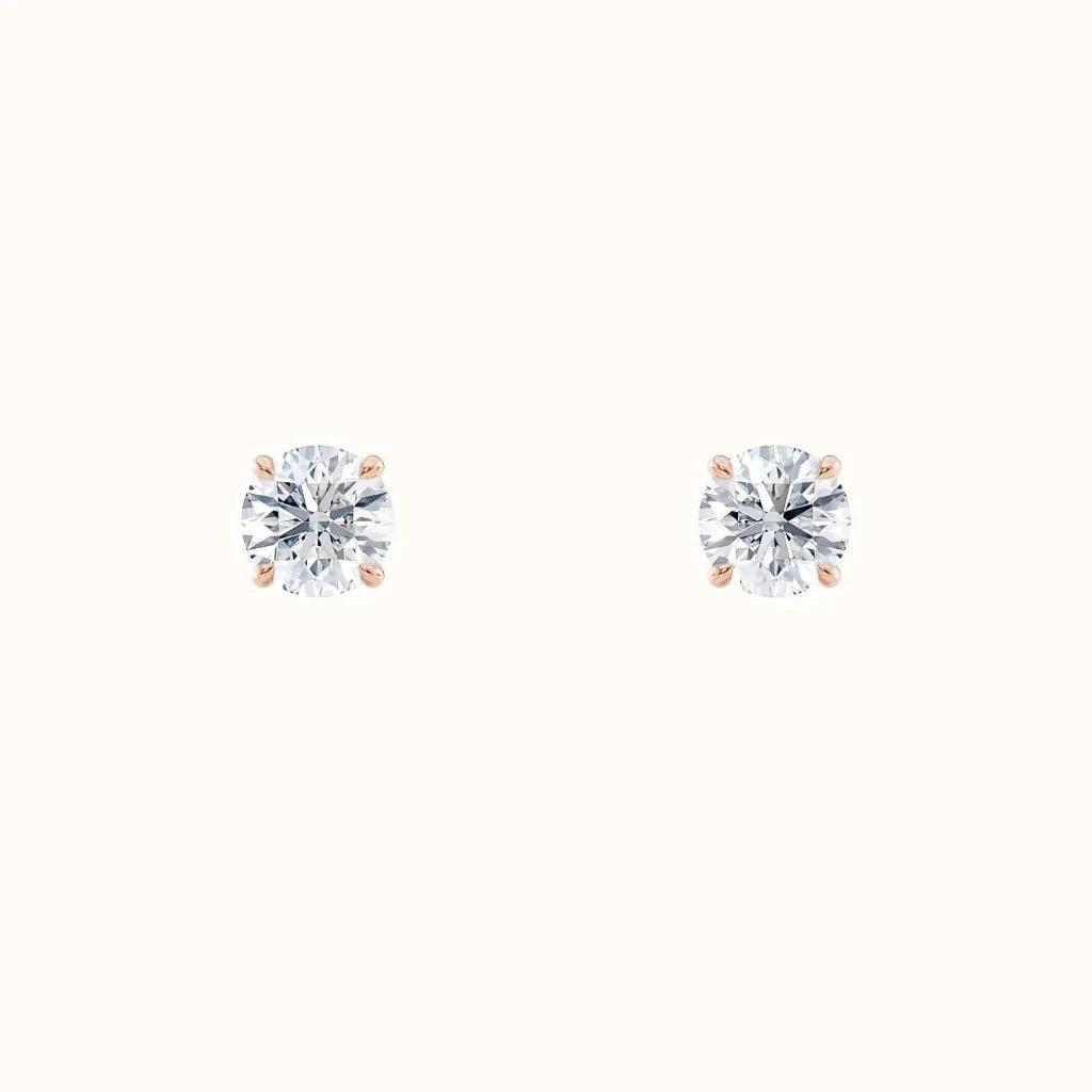 Diamantøredobber Sevendal enstens diamanter 0,60 Carat rose gull front