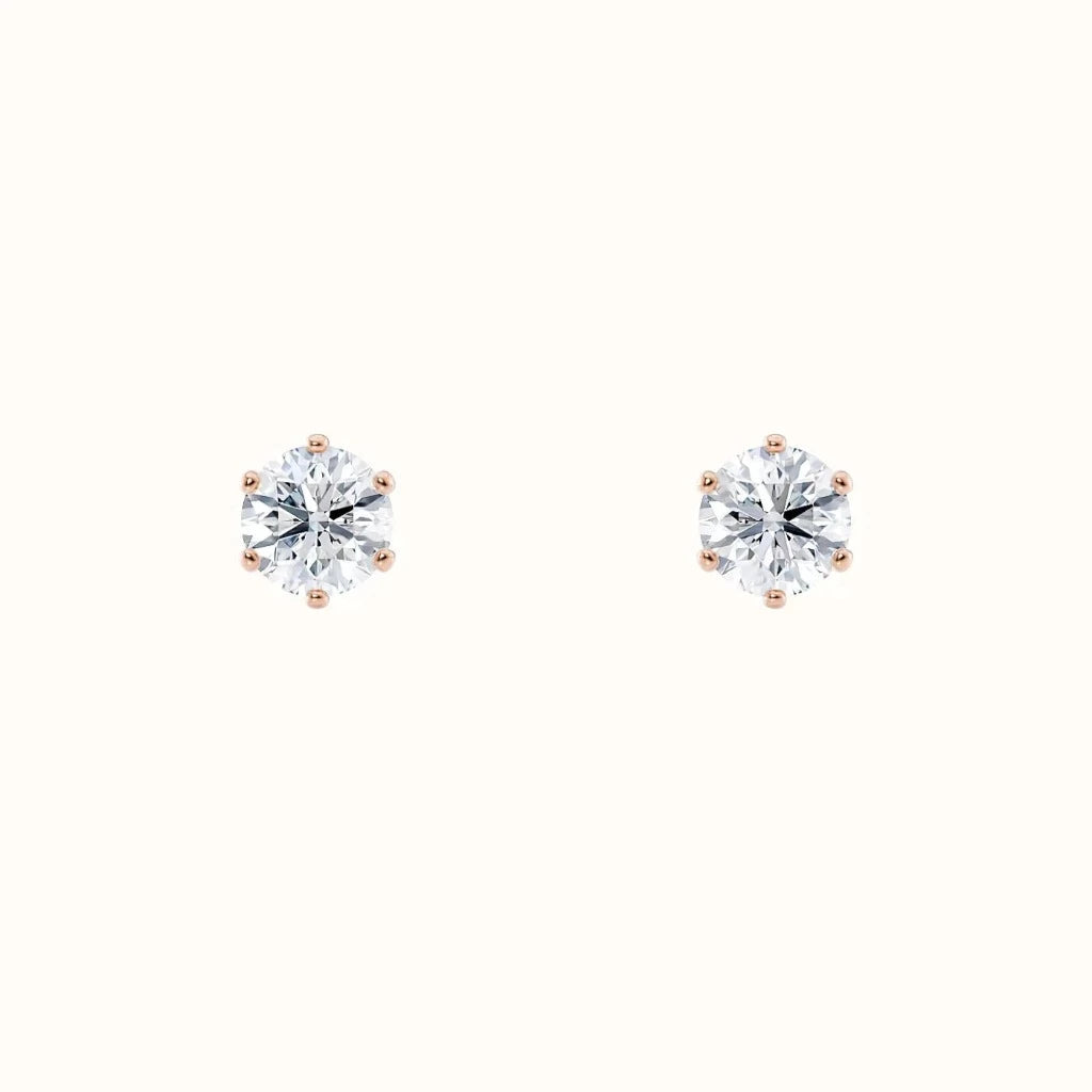 Diamantøredobber Sevendal enstens diamanter 0,60 carat 6-klør rosegull, front