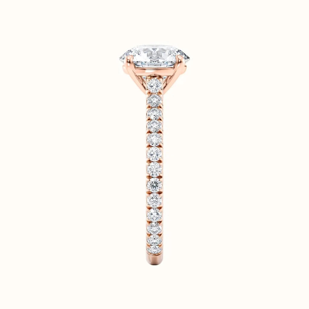  Forlovelsesring Sevendal,  tynn ring med sidediamanter, senter diamant 2,00 carat  rosegull, rett forfra, fairtrade-gull 