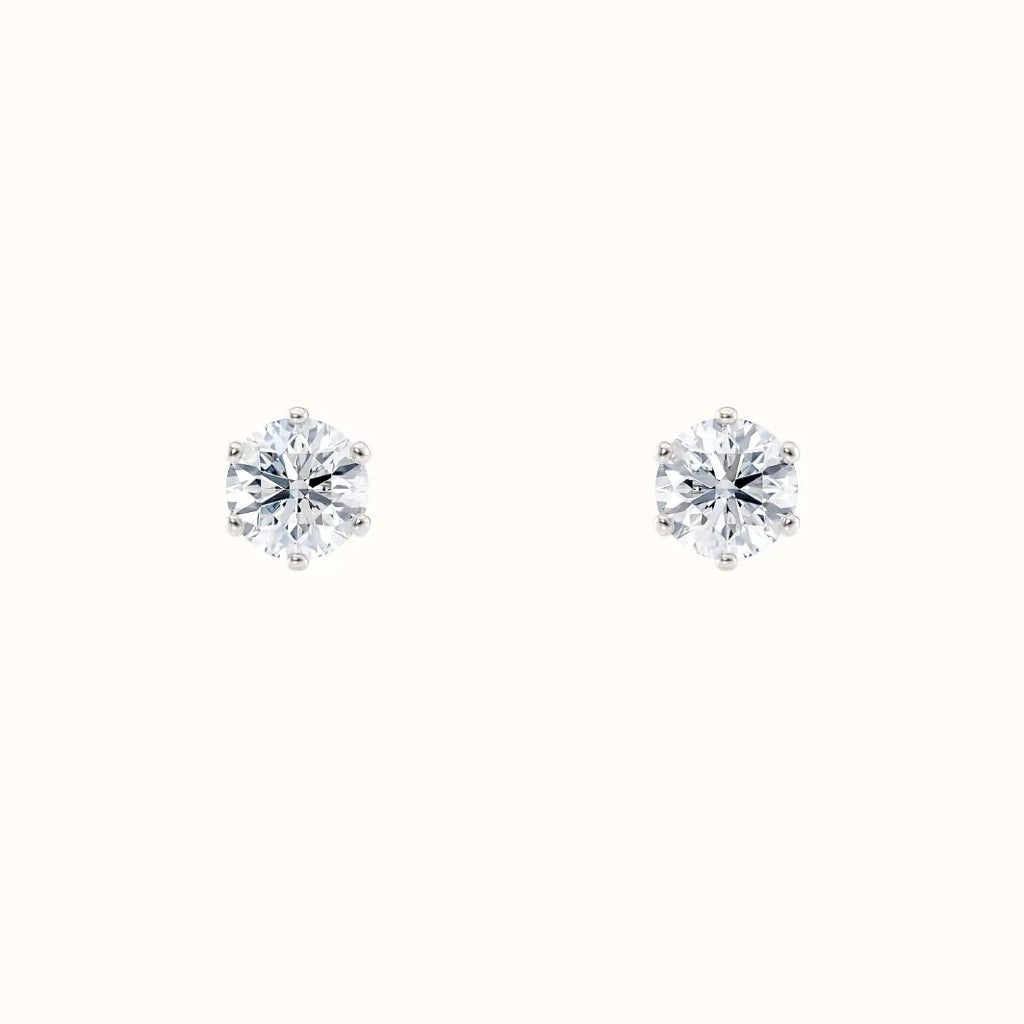 Diamantøredobber Sevendal enstens diamanter 0,60 carat 6-klør hvitt gull, front 