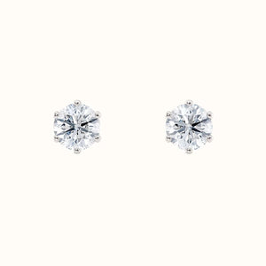 Diamantøredobber Sevendal enstens diamanter 1 carat 6-klør hvitt gull, front