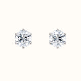 Diamantøredobber Sevendal enstens diamanter 2 carat 6-klør hvitt gull, front og side