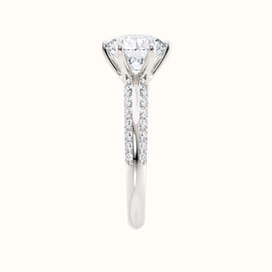Forlovelsesring Sevendal kantet knife edge 2 carat sidediamanter fairtrade hvitt gull rett fra siden