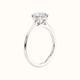 Forlovelsesring i hvitt gull tynn ring 1,00 Carat rund diamant, stående sett fra siden Sevendal 