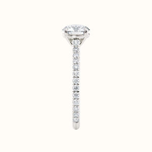 Forlovelsesring Sevendal,  tynn ring med sidediamanter, senter diamant 1,00 carat  hvitt gull, rett forfra, fairtrade-gull 